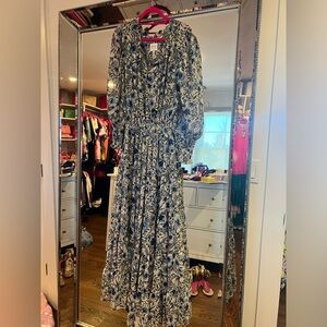 Misa Los Angeles Blue and White Floral Maxi Dress